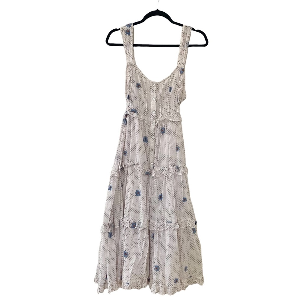 SOLD - Free People Women's Daisy Chain Button Up Midi Dress in White / Ecru - Picture 12 of 13